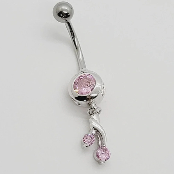 Cinderella Jewelry - NWOT Sterling Silver Belly Button Ring with Pink Cubic Zirconia